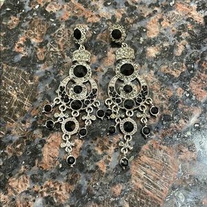 Black and silver dangle earrings